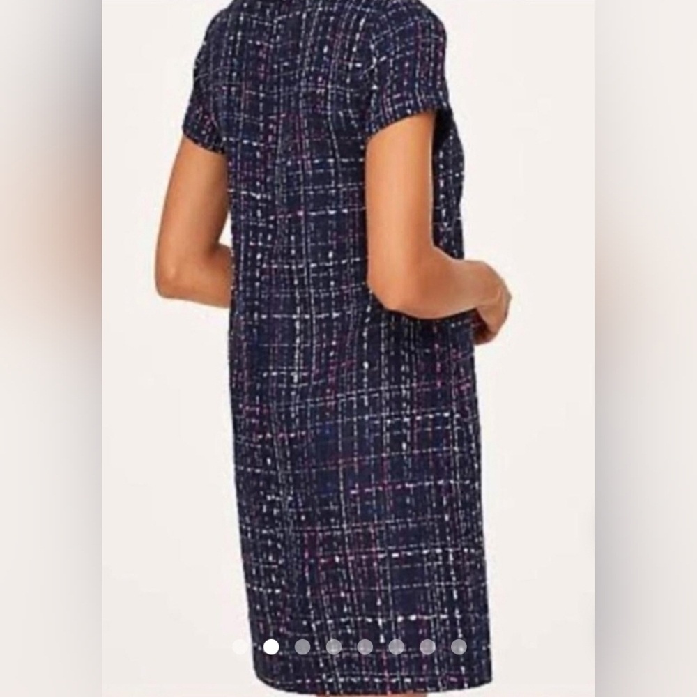 LOFT OUTLET Navy Tweed Shift Dress Sz. 6 - Picture 2 of 7